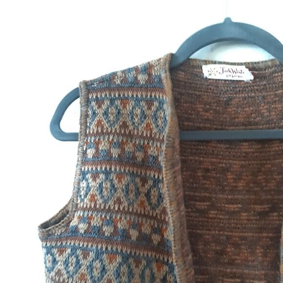 Vintage Knit Patterned Fringe Vest - Picture 4 of 7